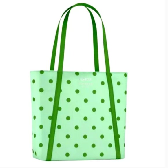 Clinique - Kate Spade NWT Green Polka Dot Tote - Picture 1 of 4